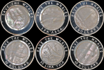 2002 Pacific Islands 6 Piece Silver Coin Set - Save the Whales - Shell Inset