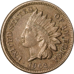 1862 Indian Cent - Neat Die Crack Reverse