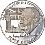 1974 Cook Islands Winston Churchill - Man of the Century - $50 Silver - 925 Fine