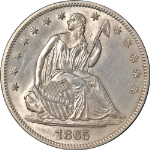 1865 Seated Half Dollar Civil War Date Choice BU+ Details Blast White