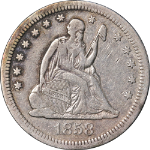 1858-S Seated Liberty Quarter VF/XF Details Key Date Nice Strike