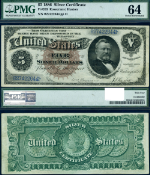 FR. 263 $5 1886 Silver Certificate Silver Dollar Back Choice PMG CU64