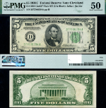 FR. 1959 D M $5 1934-C Federal Reserve Note Mule Cleveland D-A Block PMG AU50