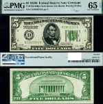 FR. 1952 D $5 1928-B Federal Reserve Note Cleveland D-A Block DGS Gem PMG CU65 EPQ