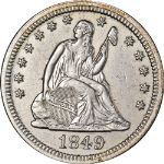 1849-P Seated Liberty Quarter AU/BU Details Great Eye Appeal Strong Strike