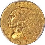 1915-P Indian Gold $2.50 PCGS MS63 Great Eye Appeal Strong Strike