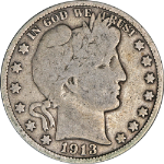 1913-P Barber Half Dollar