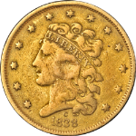 1838-C Classic Head Gold $5 VF Details Key Date Nice Strike