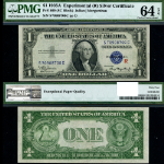 FR. 1609 $1 1935-A Silver Certificate &#39;R&#39; Experimental S-C Block Choice PMG CU64 EPQ