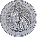 2022 Great Britain 2 Ounce Silver - Royal Tudor Beasts: Lion of England - STOCK