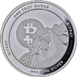 Bitcoin 1 Ounce Silver .999 Fine Round - The Evolution of Money Bitpay - STOCK