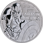 2019 Tuvalu 1 Ounce Silver - Marvel Captain America - .9999 Fine - STOCK