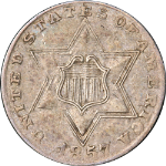 1857 Three (3) Cent Silver Choice XF+ Great Eye Appeal Nice Strike