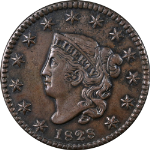 1828 Large Cent &#39;Small Wide Date&#39; Choice XF/AU N.10 R.1 Strong Strike
