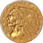 1914-P Indian Gold $2.50 PCGS MS62+ Great Eye Appeal Strong Strike