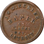 J.W. Winckler Baker Detroit MI - 225CO-2A - R.4 - 1863 Store Card