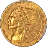 1927 Indian Gold $2.50 PCGS MS65 Superb Eye Appeal Strong Strike