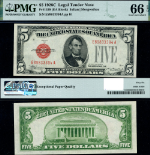 FR. 1528 $5 1928-C Legal Tender E-A Block Gem PMG CU66 EPQ