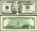 FR. 2126 G $50 1996 Federal Reserve Note Chicago ERROR VF+ - Gutter Fold
