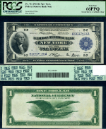 FR. 711 $1 1918 Federal Reserve Bank Note New York Gem PCGS CU66 PPQ