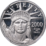 2000-W Platinum American Eagle $10 NGC PF69 Ultra Cameo Brown Label