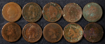 1864 Indian Cents - Low Grade, Cheap - 10 Coin Bulk Lot