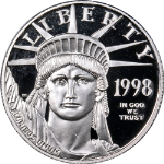 1998-W Platinum American Eagle $50 Proof Bullion Coin - OGP COA