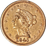 1845-P Liberty Gold $2.50 AU/BU Details Nice Eye Appeal Strong Strike