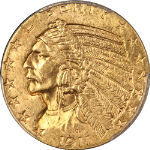 1911-P Indian Gold $5 PCGS MS63+ Great Eye Appeal Strong Strike