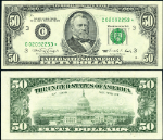 FR. 2124 C* $50 1990 Federal Reserve Note Philadelphia C-* Block Gem CU Star
