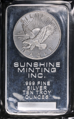10 Ounce Silver Bar - Sunshine Mining Inc (Silver Eagle) - .999 Fine - STOCK