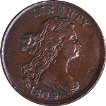1804 Half Cent &#39;Spiked Chin&#39; Choice AU Details C-8 R.1 Nice Eye Appeal