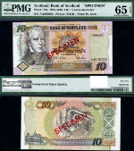 Pick #120 S 10 Pound 1995-2006 Bank of Scotland Gem PMG CU65 EPQ Specimen