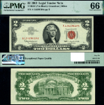 FR. 1513 $2 1963 Legal Tender A-A Block Gem PMG CU66 EPQ