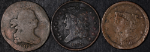 1803-50 Half Cents - 3 Head Types, 2 w/Rotated Reverse - 3pc Bulk Lot