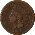 1864 'BR' Indian Cent - Pointed Bust