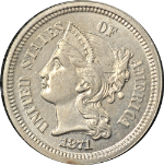 1871 Three (3) Cent Nickel Nice PR Nice Eye Appeal Strong Strike