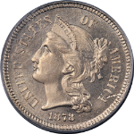 1878 Three (3) Cent Nickel Proof PCGS PR65 CAM Superb Eye Appeal Strong Strike