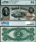 FR. 51 $2 1880 Legal Tender Choice PMG CU64