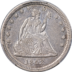 1842-P Seated Liberty Quarter PCGS XF45 Superb Eye Appeal Strong Strike