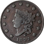 1822 Large Cent Choice VF+ N.10 R.2 Great Eye Appeal Nice Strike