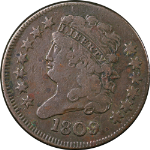 1809 Half Cent Choice VF C-2 R.3 Great Eye Appeal Nice Strike