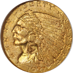 1927 Indian Gold $2.50 NGC MS62 Nice Eye Appeal Strong Strike