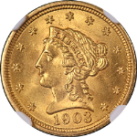 1903 Liberty Gold $2.50 NGC MS64 Superb Eye Appeal Strong Strike
