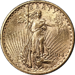 1914-S Saint-Gaudens Gold $20 Choice BU+ Superb Eye Appeal Strong Strike