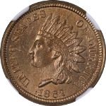 1862 Indian Cent NGC MS65 Superb Eye Appeal Strong Strike