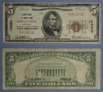Kings Park NY $5 1929 T-1 National Bank Note Ch #12489 NB of Kings Park Fine