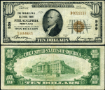 Philadelphia PA-Pennsylvania $10 1929 T-1 National Bank Note Ch #539 Philadelphia NB VF+
