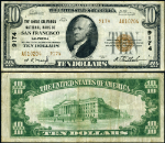 San Francisco CA-California $10 1929 T-2 National Bank Note Ch #9174 Anglo California NB VF