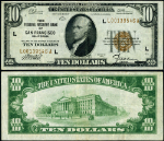 FR. 1860 L $10 1929 Federal Reserve Bank Note San Francisco L-A Block VF